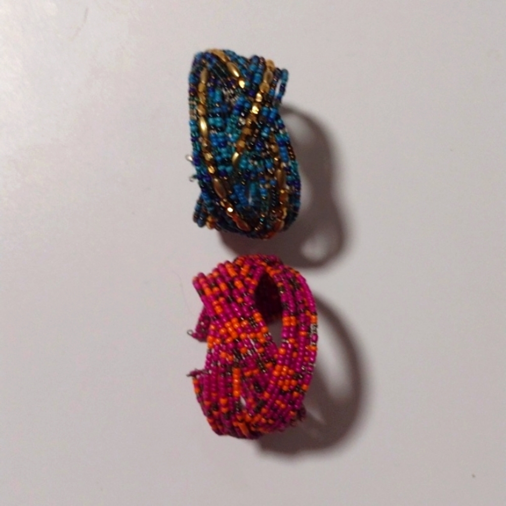 2 multicolor cuff bracelets